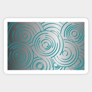 Silver Metallic Background with Teal Circular Designs Sticker